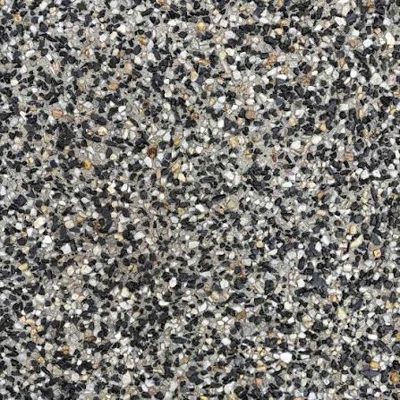 Exposed aggregate finish sample — charcoal and silver stone mix